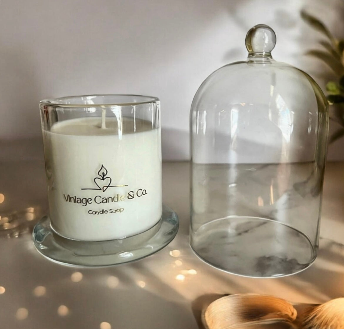 Glass cloche scented candle