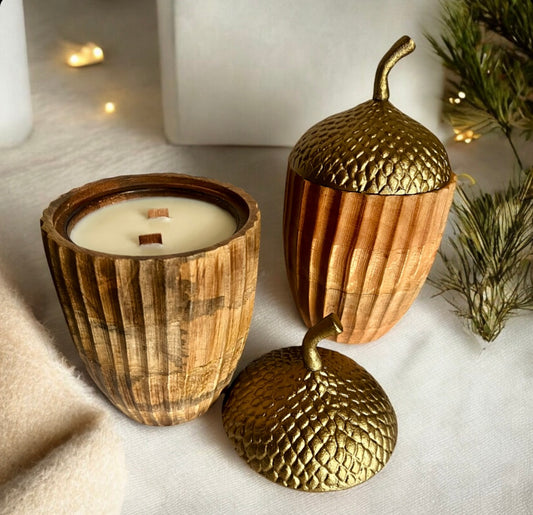 Wooden acorn with lid